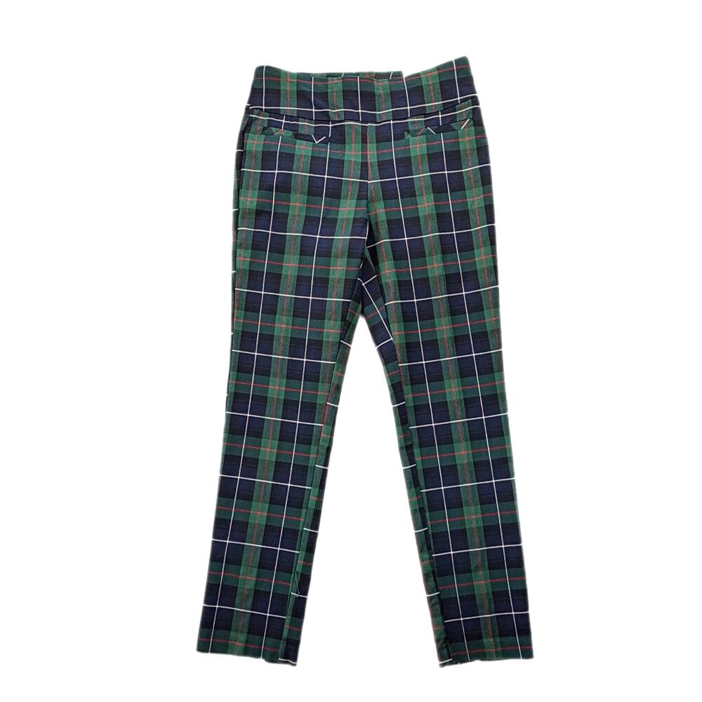 Crown & Ivy NEW Green Blue Plaid Preppy Festive Tartan Academia Ankle Pants